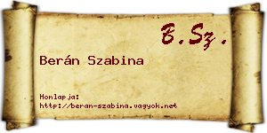 Berán Szabina névjegykártya